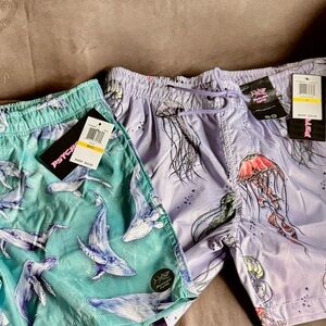 Aqua Whale Print Men's Athletic Shorts